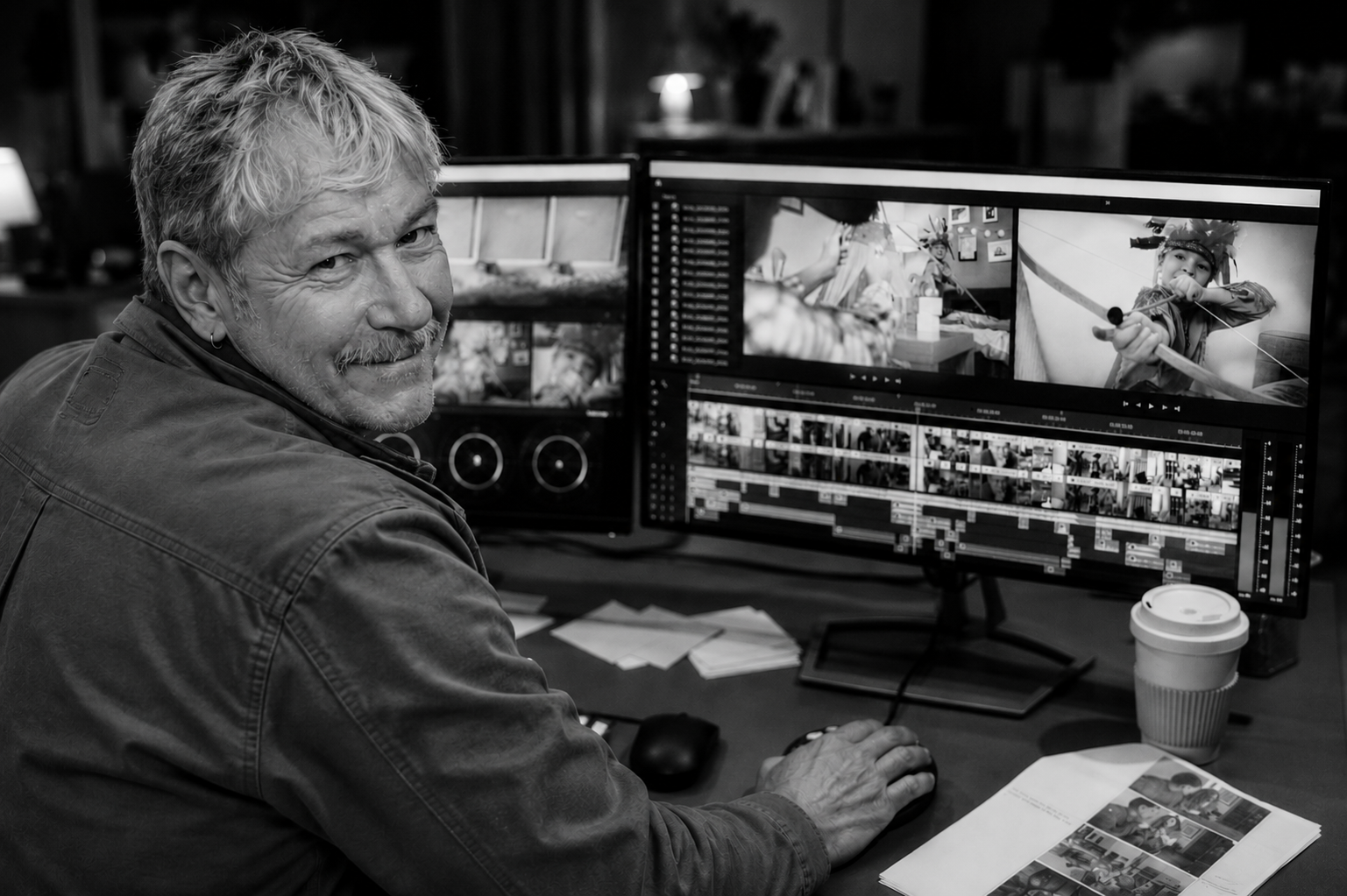 Mario Girard au montage vidéo
